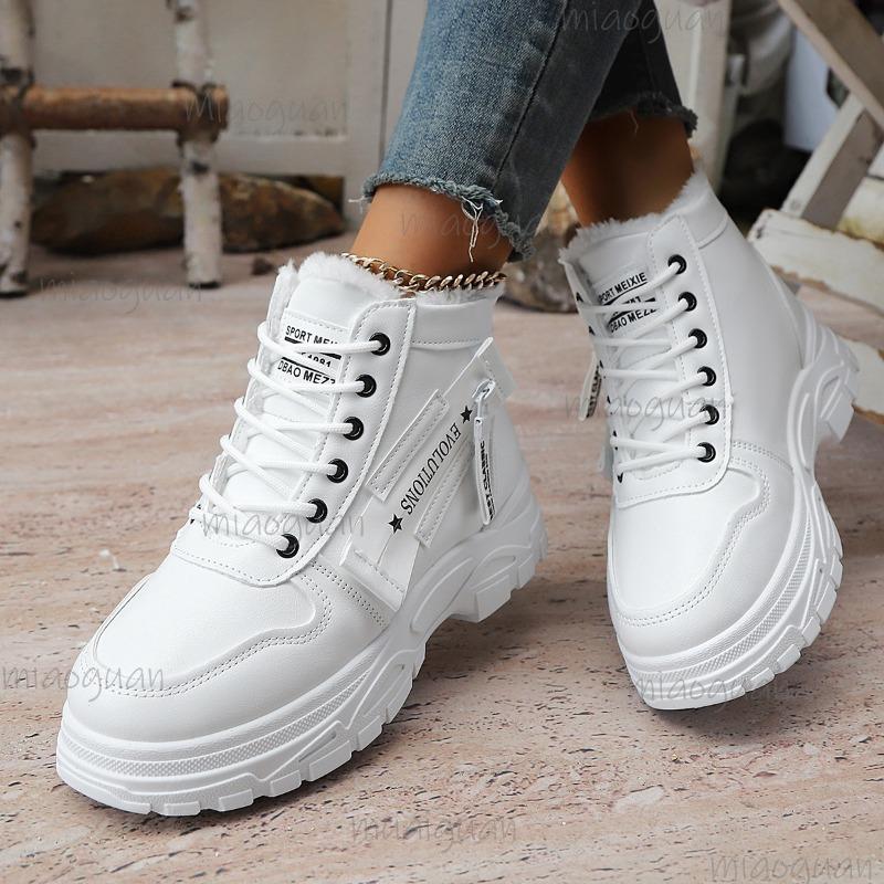 2026 Winter Platform Cotton Shoes Women's New Chunky Plush Lace-Up Warm Snow Boots for Women Botas Mujer Large Size 36-45 Botas