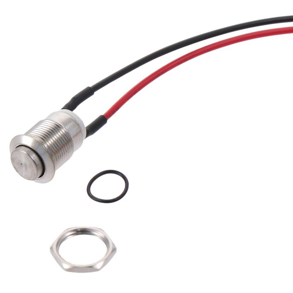 1/5pcs 12mm Momentary Push Button Switch Silver Shell with pre-Wiring  IP65 Waterproof Push Button Switch