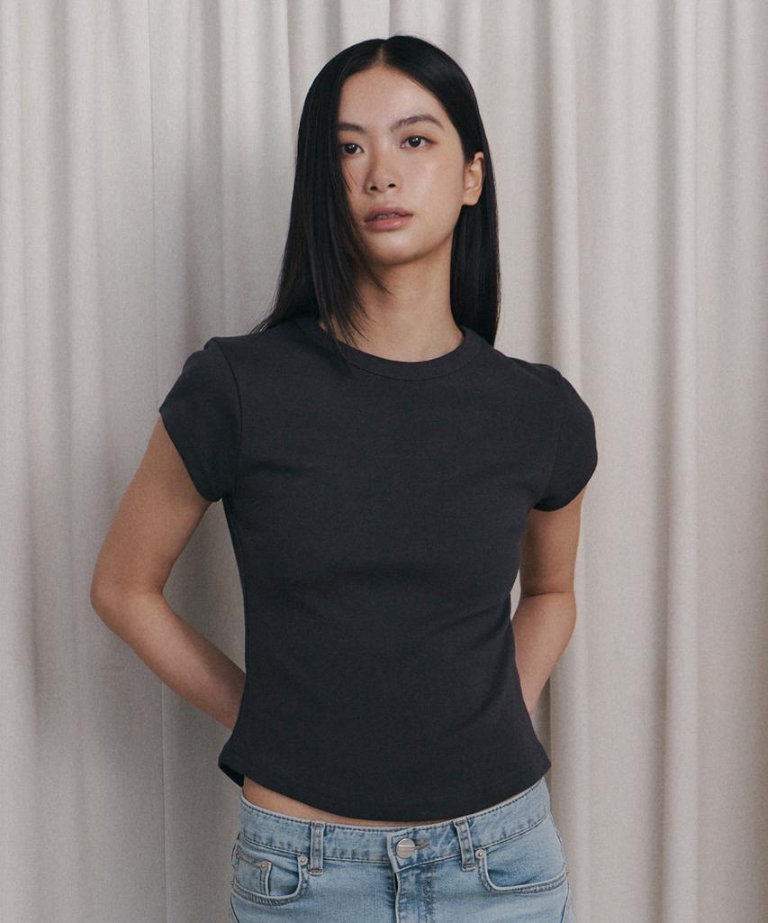 Kyuliti C 90S Line Basic T-Shirt_Charcoal