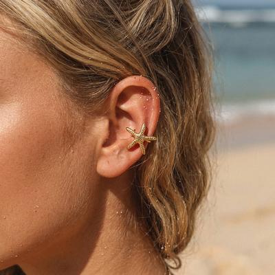 Boho Beach Vacation Starfish Ear Clips for Women Vintage Gold Colour Clip Earrings Ocean Style Holiday Accessories 2026 Trend