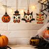 Black Cat Mummy Wooden Tree Pendants 6Pcs Vintage Halloween Ornaments for Decorations, Pumpkin Wood Cutout Pastoral Cute Indoor Decor Owl Hanging