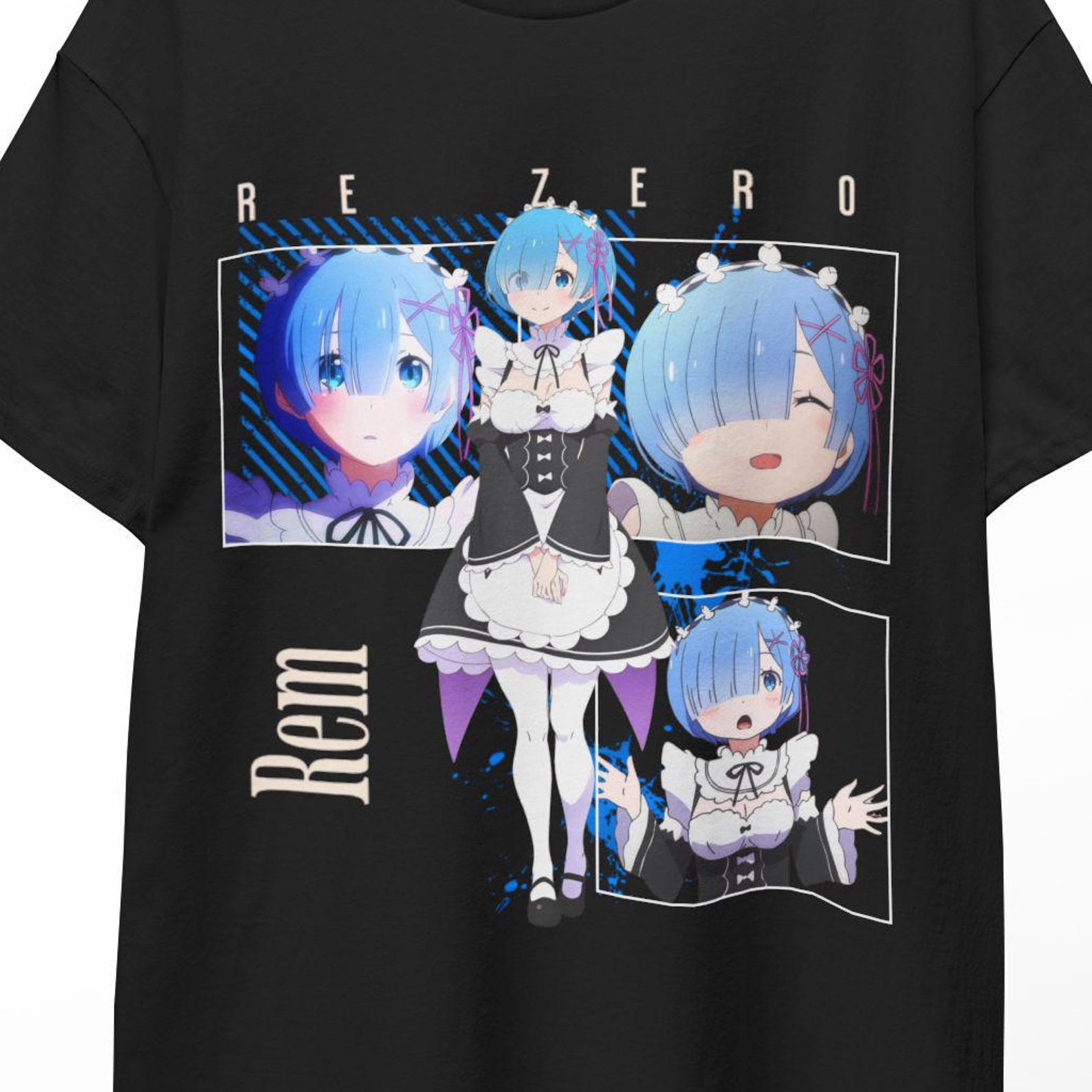 Re Zero Anime T Shirt Subaru Emilia Rem Isekai Manga Otaku Gift Unisex Graphic Tee Limited Fan Merch Japanese Anime Aesthetic Streetwear rem XL