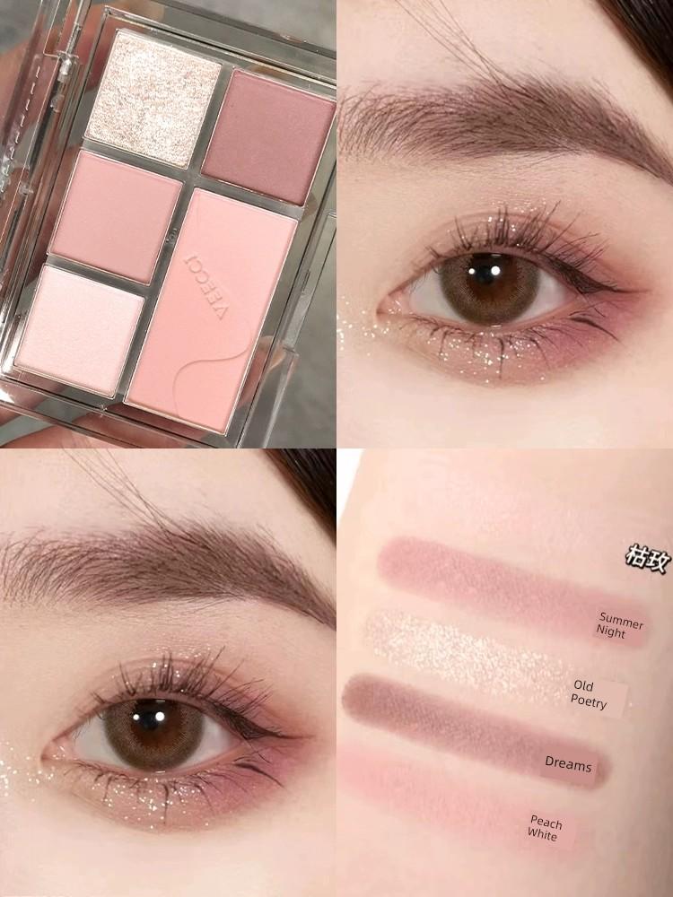 Veecci/Seven-Color Eyeshadow Palette for Light Makeup, Pearlescent Highlighter, Blush, and Contouring - Multi-Use Comprehensive Palette for Beginners