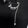 Exaggerate Long Tassel Chain Brooch Women Handmade Pearl Multi Functional Fixed Pin Pants Clothes Decor