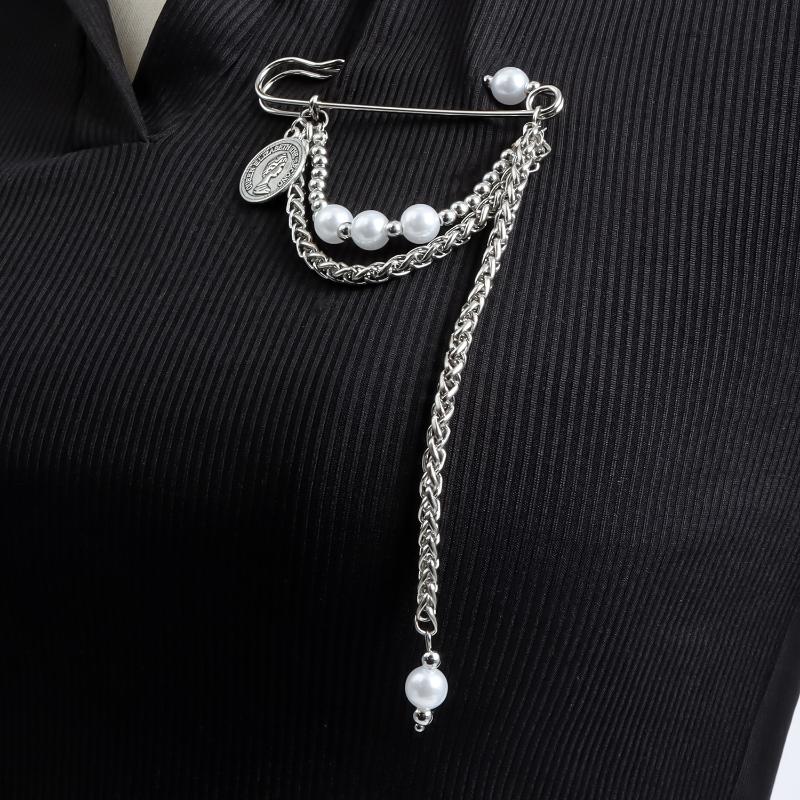 Přehnaná Dlouhá Třásně Řetízek Brož Dámská Ručně Vyráběná Perlová Multifunkční Bezpečnostní Špendlík Kalhoty Oblečení Dekor