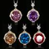 Jewelry Copper Bottom Gold-Plated Simulation Blue Spinel Temperament Retro Pendant Necklace Stone 18 * 20