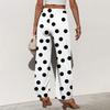 Damen Sommer Locker Weites Bein Hose Elastischer Bund Knopfleiste Vorne Mit Taschen Polka Dot Farbverlauf Druck Lässige Hose