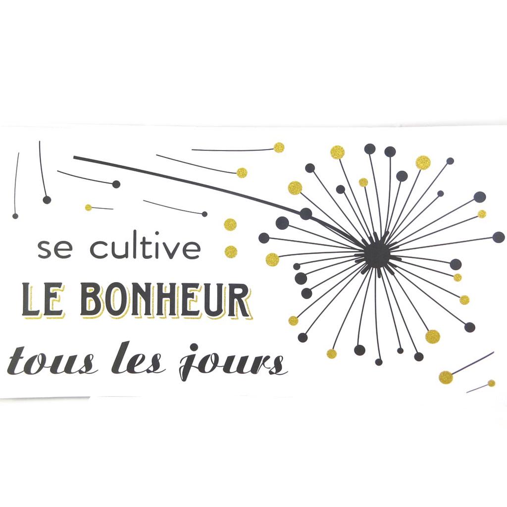 Les Trésors De Lily [P2731] - Sheet of Glitter Stickers 'Messages' ('Happiness Is Cultivated Every Day') - 60x32 Cm