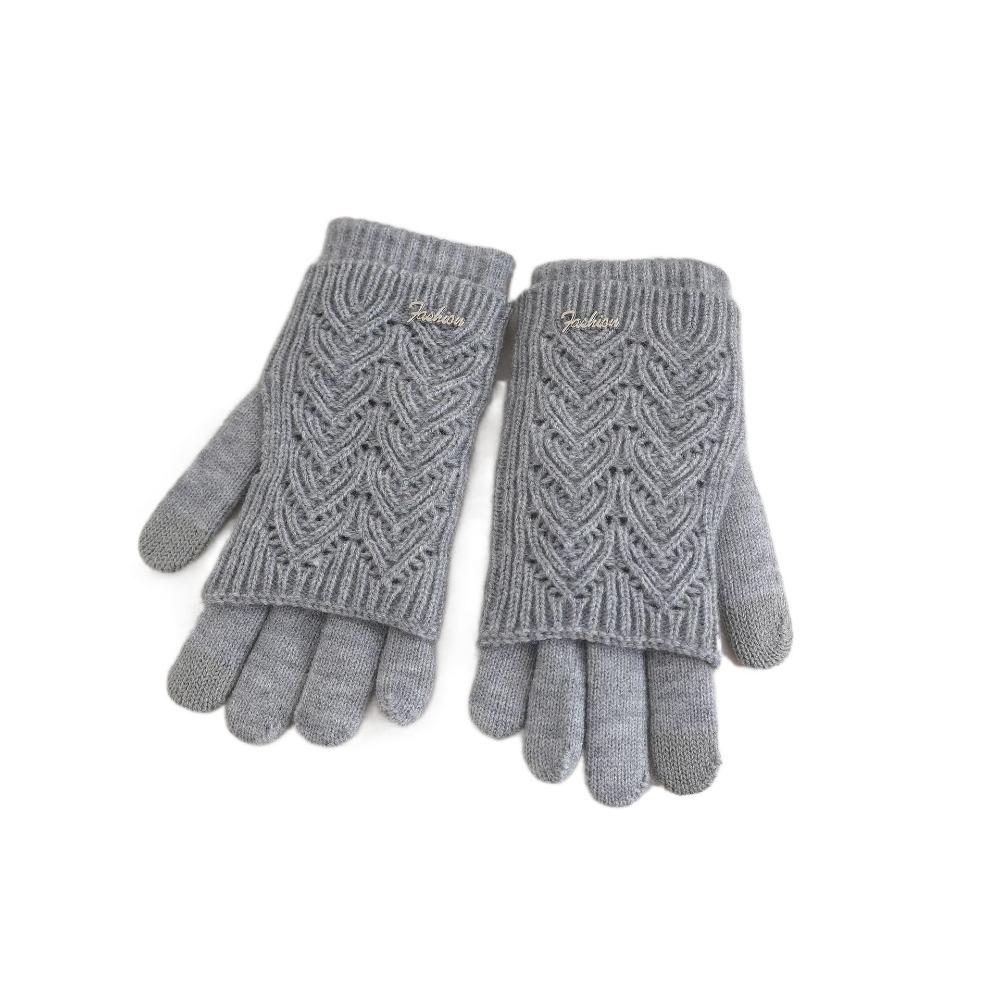 Keep Warm Five-finger Mittens Dual-purpose Cycling Gloves Fashion Knitted Gloves  Woman