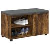 Hall Bench with Cushion and Shelf Smoked Oak 80 x 38 x 46 cm