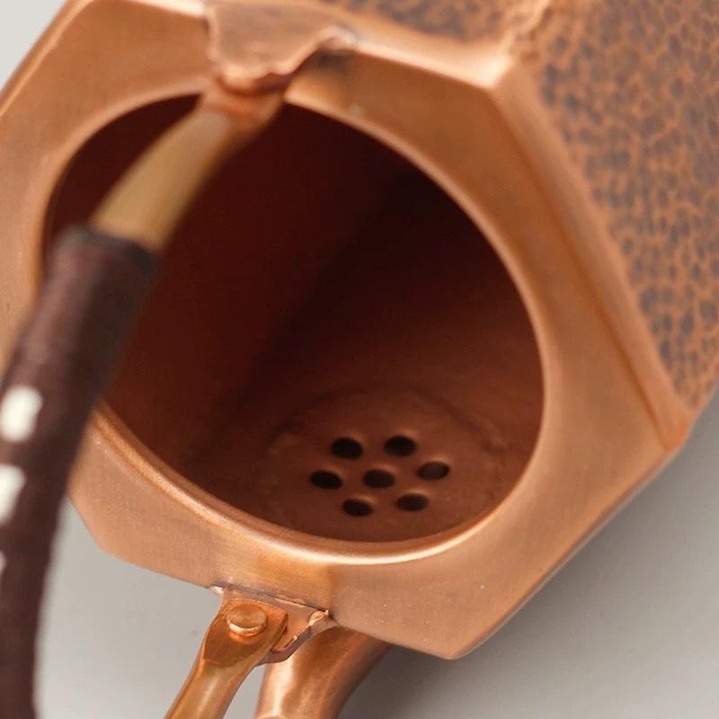 Kaffekanne i ren kobber, Retro Kreativ Sekskant Tesett 1000 ml Melk Te Filter Vev Varme Bære For Hånd Kjele, Håndlaget Tekanne