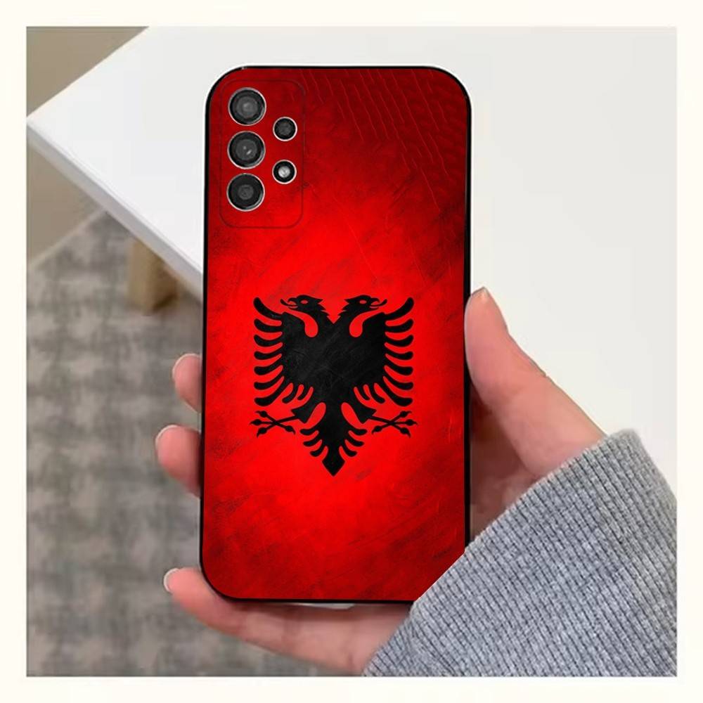 Custodia per Telefono A-Albania F-Bandiera-ES Per Samsung S9,S10,S20,S10,S21,S25,S24,S23,Ultra,FE,Plus,Lite,Cover Nera in Morbido Silicone