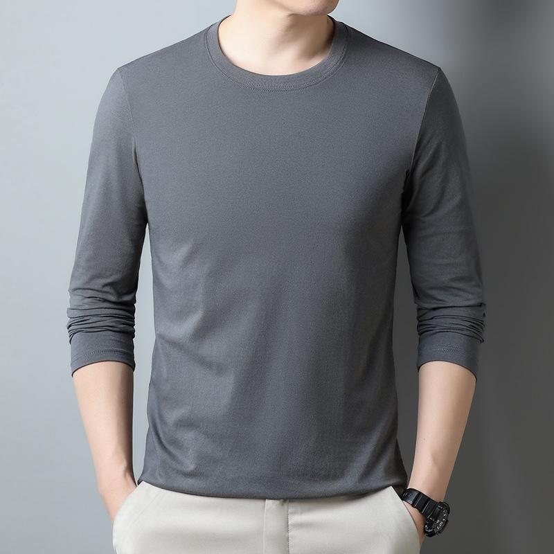 Men's T-shirt Long Sleeve Casual Versatile T-shirt Men's Pure Cotton Undershirt Cotton Undershirt