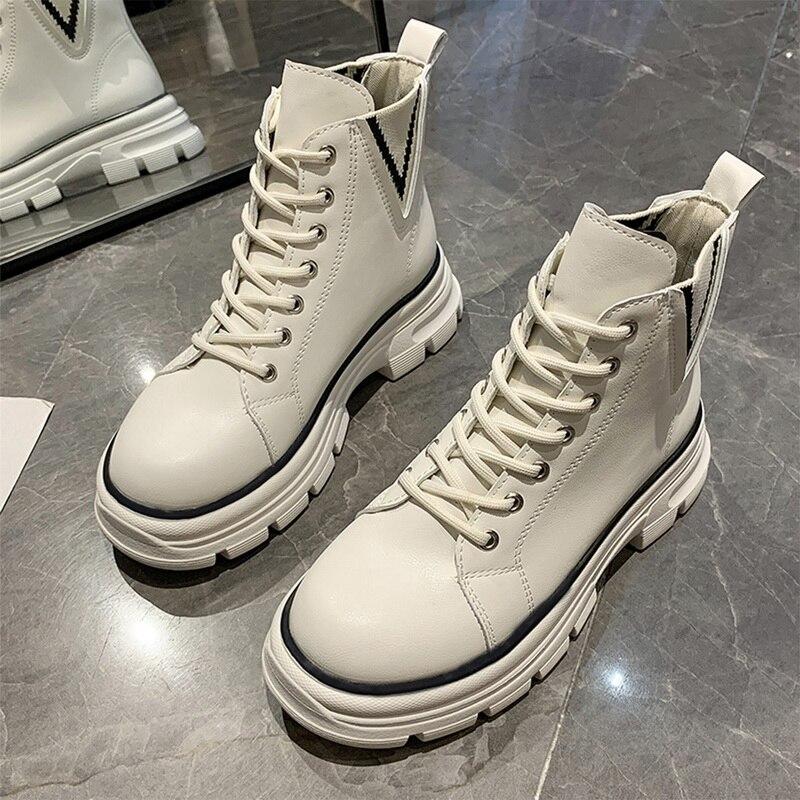 Botines para mujer 2021 Otoño blanco moda moda moto encaje botas a punta zapatos  plataforma tacones de mujer comprar a buen precio — entrega gratuita,  reseñas reales con fotos — Joom