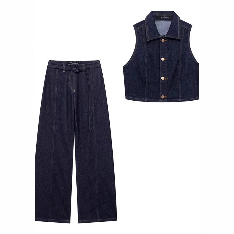 

TAOP&ZA Women s Spring Denim Vest & High-Waisted Jeans Set Small