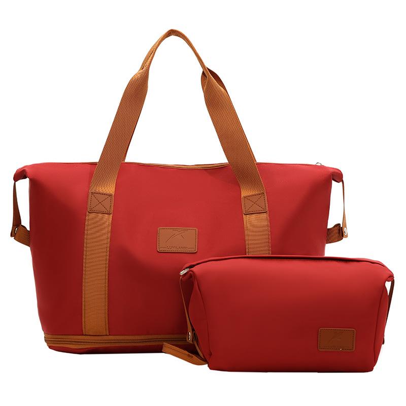 

Business Travel Bag for Women Can Expand Large Capacity Luggage Storage Bag Wet and Dry Separation Fashion Fitness Bag one size fits all червоний