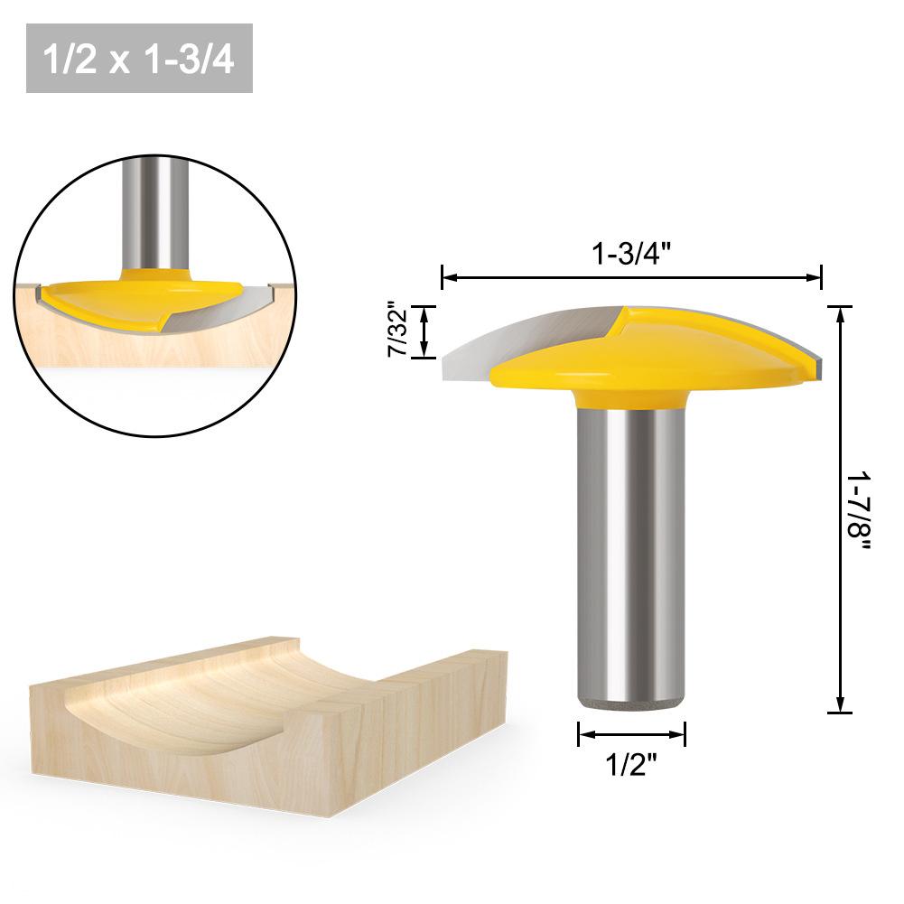 

1/2 Handle Thin Round Bottom Knife Bowl Knife Engraving Machine Woodworking Milling Knife Router Knife Woodworking Engraving Knife Yellow Paint Thin flat bottom 1/2 * 1-3/4 yellow