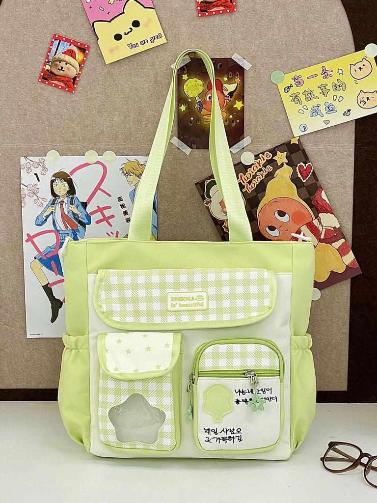 Borsa a Zaino Ulzzang Dolce e Carina Esposizione Fumetti Borsa a Spalla Uniforme JK per Pendolarismo e Uscite Borsa a Tracolla Donna Y2K
