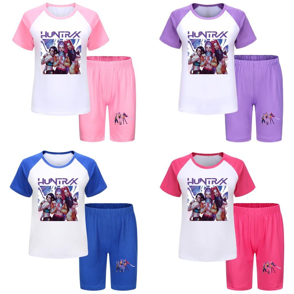 Kpop Demon Hunters Children Summer Shorts And T Shirt Set With Cotton Fabric For Active Kids