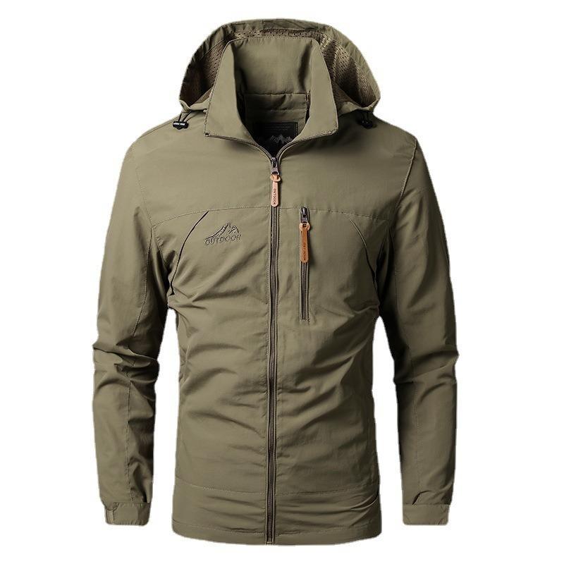 Spring new coat men's jacket casual outdoor large size sports hooded jacket men's clothing