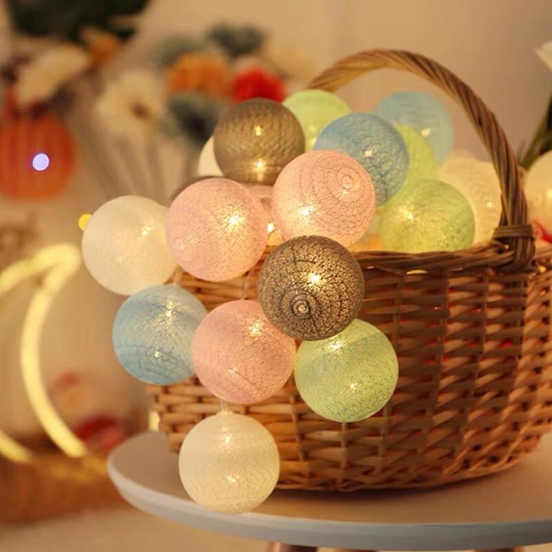 OEING Decorative Cotton Ball String Lights