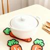Silicone Pot Lid Storage Mat Carrot Design Anti-Slip Heat Resistant Food-Grade Countertop Drain Mat Kitchen Accessory