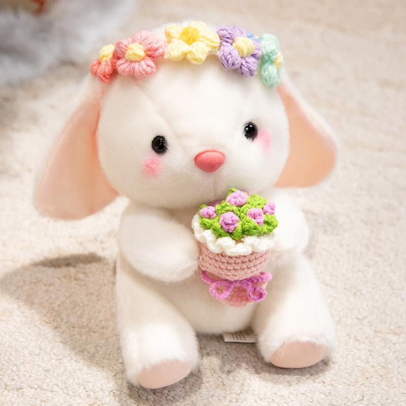 Spring Flower Wreath Cute Rabbit Doll Easter Colorful Egg Bunny Animal Stuffed Plush Toys Happy Easter Party Decor For Home