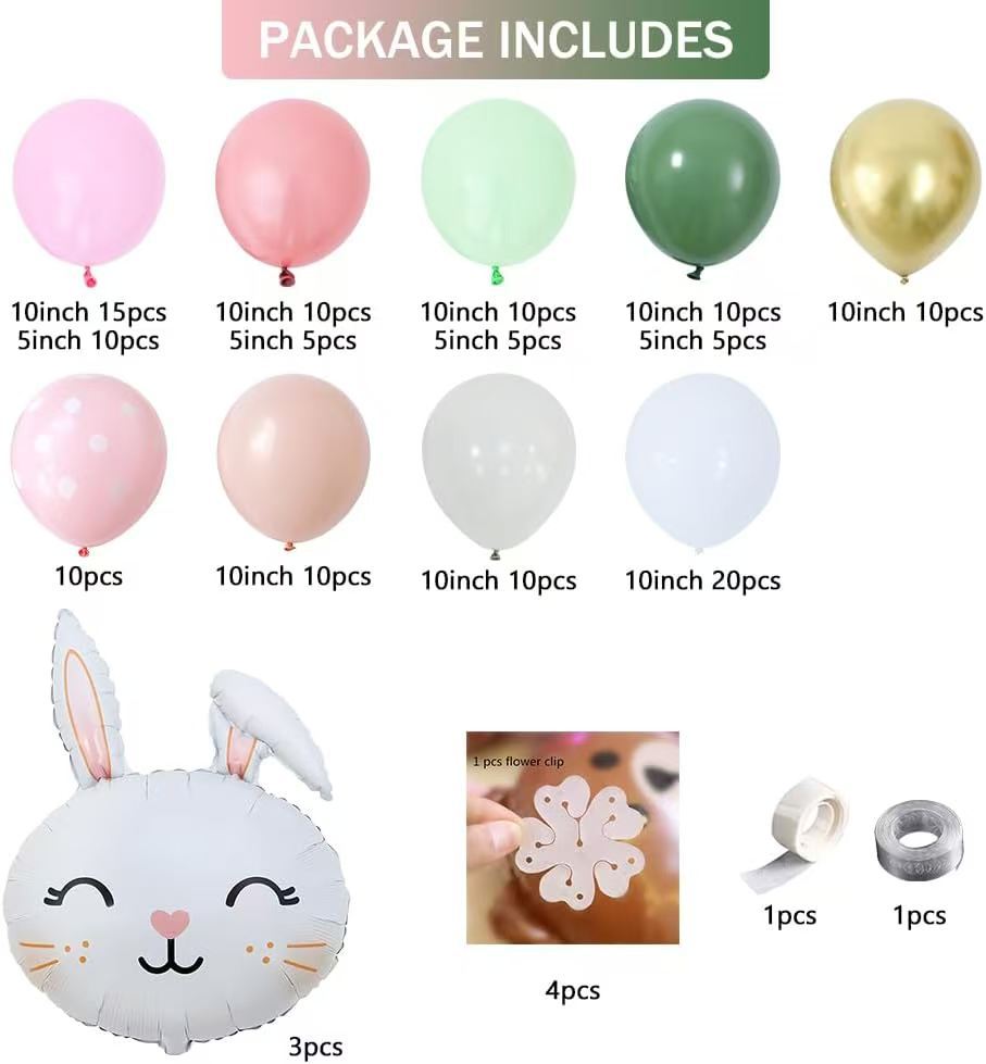 Colored Children'S Rabbit Head Balloon Set Birthday Anniversary Balloon Arch Party Decoration