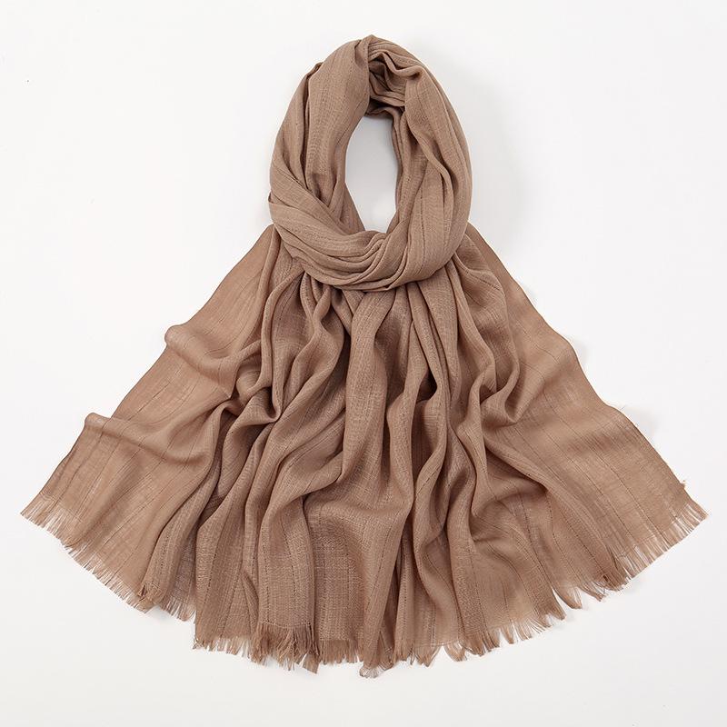 Plain Gold Lurex Glitter Bamboo Fringe Scarf Breathable Soft Thin Shawl Casual Sunscreen Travel Scarves Women Muslim Hijab Sjaal