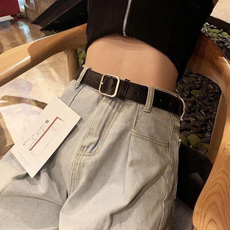 Pu Leather Belt For Women Square Pin Buckle Belts High Quality Ladies Dress Jeans Strap Girls Waistband Adjustable Belts