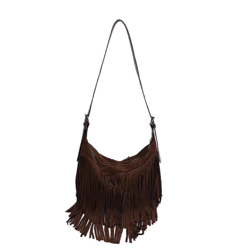 Casual small bag women's new fringed armpit bag commuter shoulder bag portable autumn new tote bag
