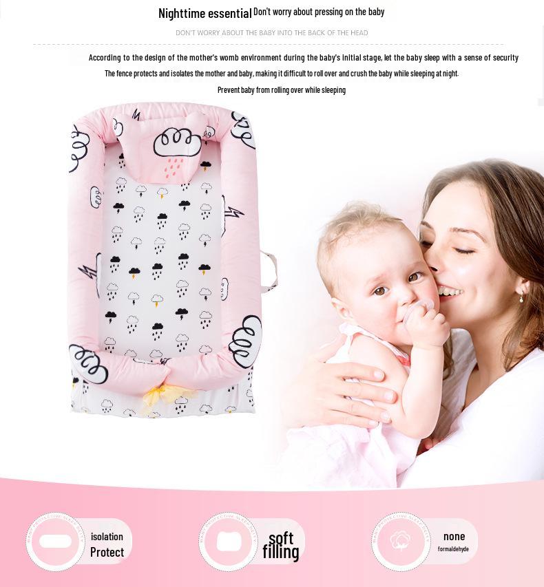 Portable Bionic Baby Crib: Removable, Washable, and Isolated Sleeping Bed for Newborns