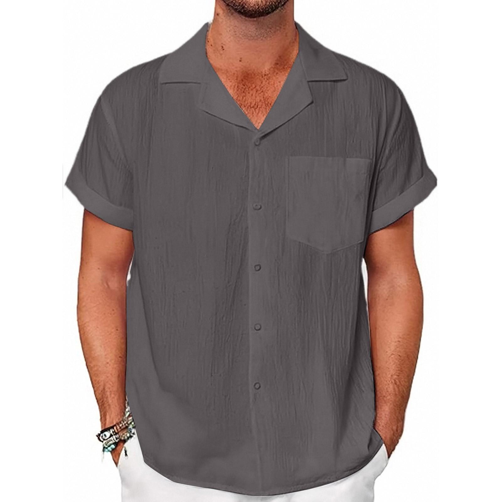 

Летняя хлопковая конопляная хлопковая тонкая повседневная однотонная рубашка со стоячим воротником синего цвета свободного покроя XL