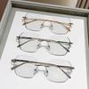 Neutral Fashion Rimless Photochromic Myopia Glasses Fashionable Temperament High-Definition Blocking Blue Light Myopia Glasses