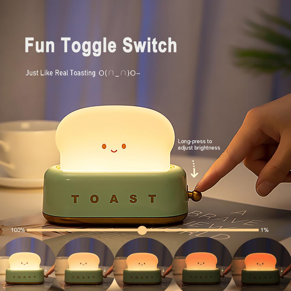 Xiaomi A Cute Toast Night Light: Rechargeable Desk Lamp, Exquisite Room Decor, Perfect Birthday Gift