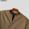 INCERUN Oversized Men Casual Long Sleeve Buttons Up Blazer Tops