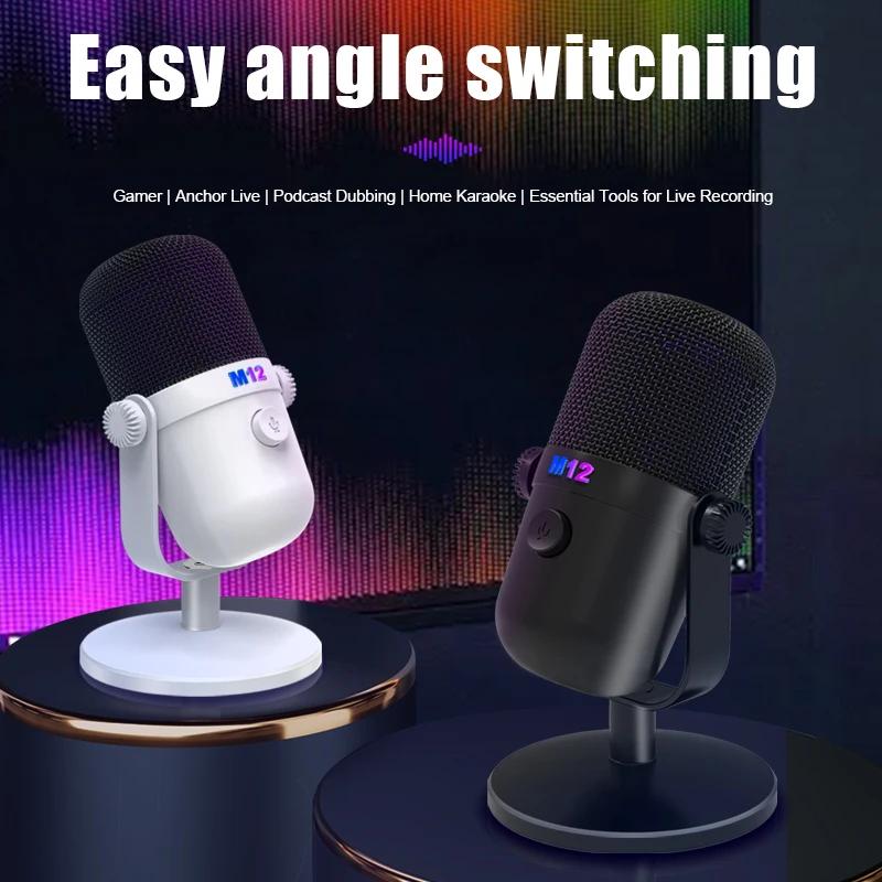 M12 USB Condenser Desktop Microphone For PC Computer Mobile Phone Singing Gaming Streaming Podcasting Recording Mic