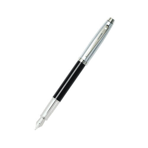 Sheaffer 100 Black Lacquer/Chrome Pen (Fountain Md Nib)