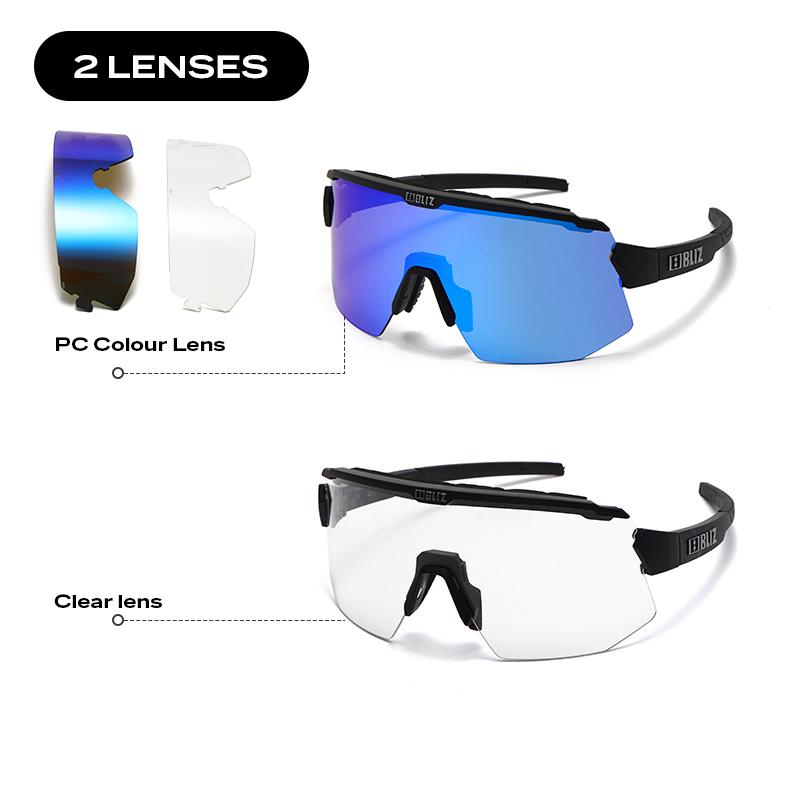 B BLIZ Breeze Premium Cycling Glasses UV400 - 2 HD Lens Unisex Sports Sunglasses for MTB Racing Fishing Running Bike Goggles 7