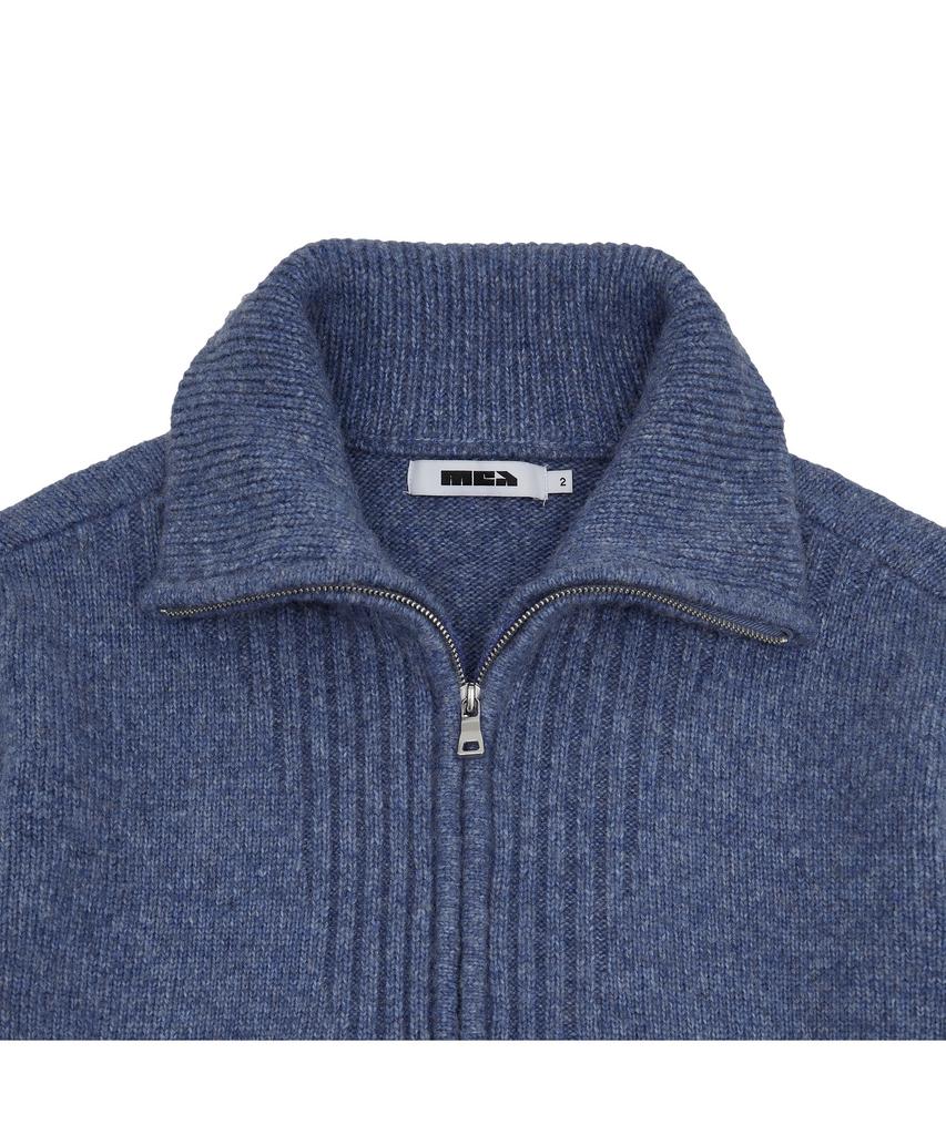 MEA Alpaca High Neck Knit Zip [Melange Blue]