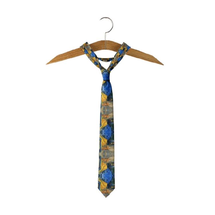 Fashionable Vintage  Oil Painting Print Tie For Men and Women Silk Fabric Comfortable Long Tie 13 Unique Patterns