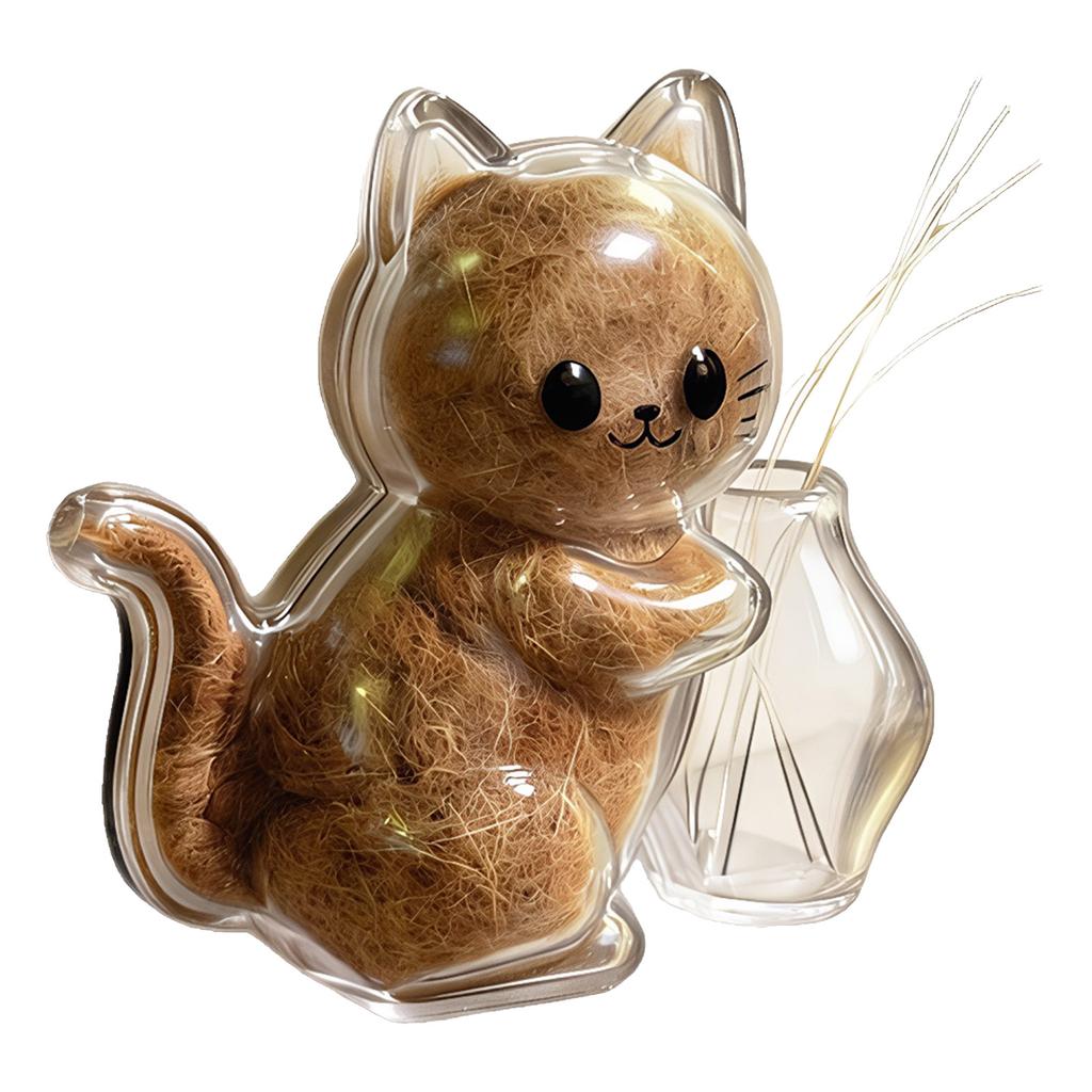 Magnetic Cat Whiskers Holder Transparent Cute Pet Fur Storage Refrigerator Magnet with Mini Vase for Personalized Home Style