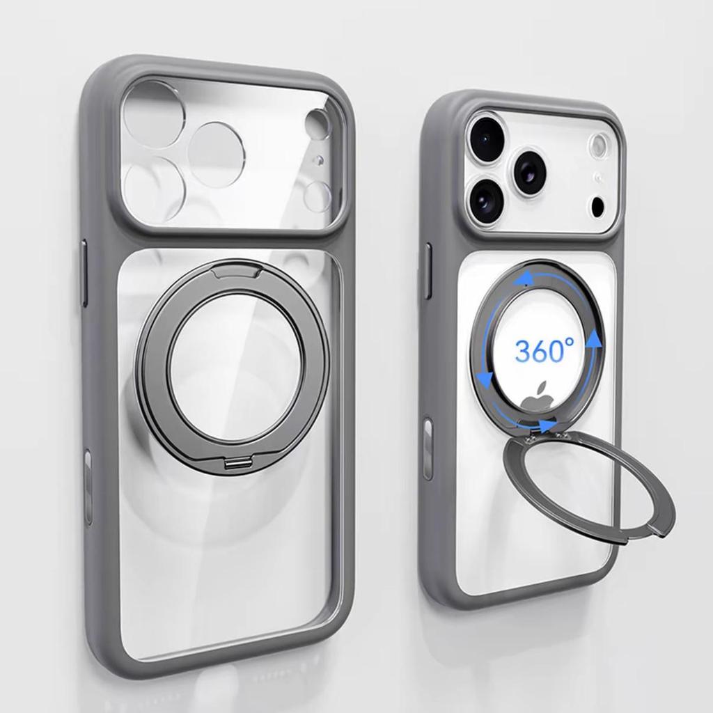 iPhone 17 Pro Max Case with Rotating Magnetic Stand and Full Coverage Lens Protection