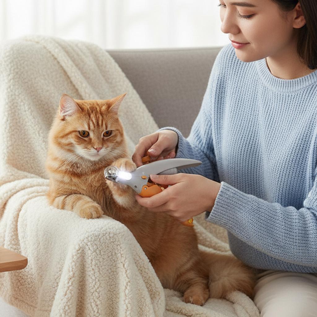 LED Pet Nail Clipper with Light Stainless Steel Blade Slip-Resistant Handle for Cats Dogs Small Animals Grooming Tool