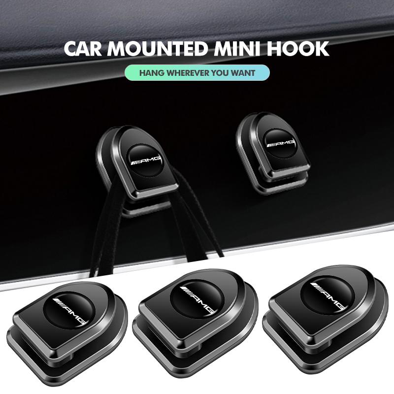 BTY4 4pcs Car Paste Hooks USB Storage Hanger Interior Accessories For Mercedes Benz AMG A B C E S G Class W201 W210 W108 W205 W203