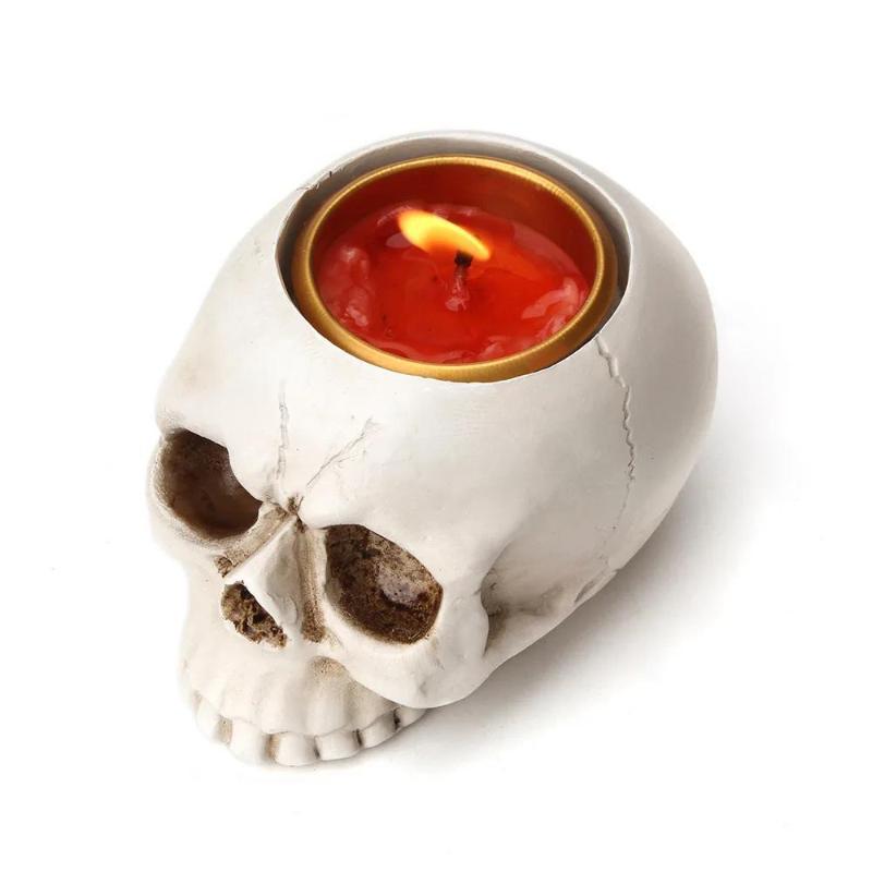 Halloween Skull Skeletal Lamp Skull Hand Candlestick Ornaments Skeleton Ghost Led Candle Flame Light Lamp Home Party Bar Decor