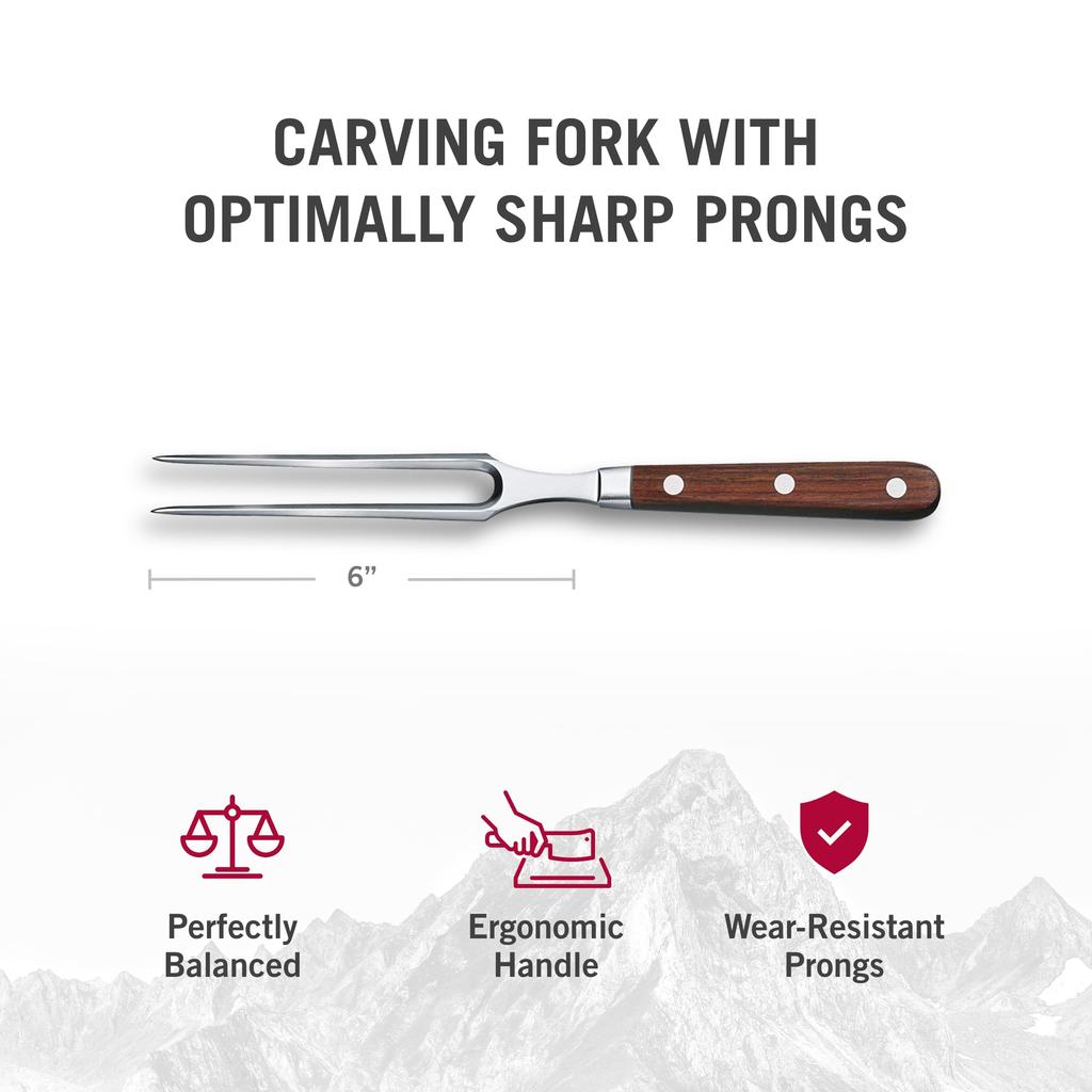 VICTORINOX Carving Fork, 15cm, Wood, Grand Maître, Forged, Professional Grade, for Meat, 7.7230.15G