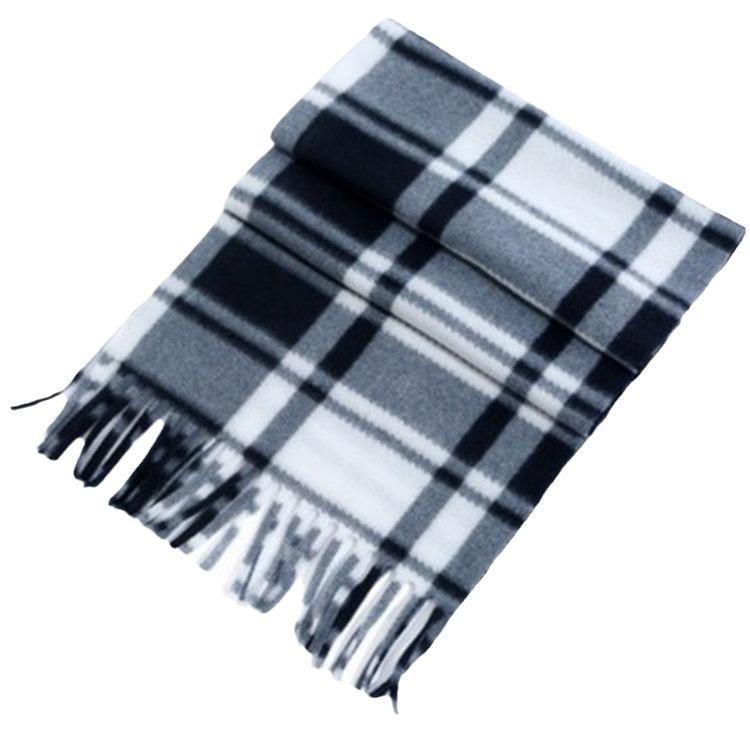 Black and White Checkered Double-Sided Velvet Scarf for Men and Women