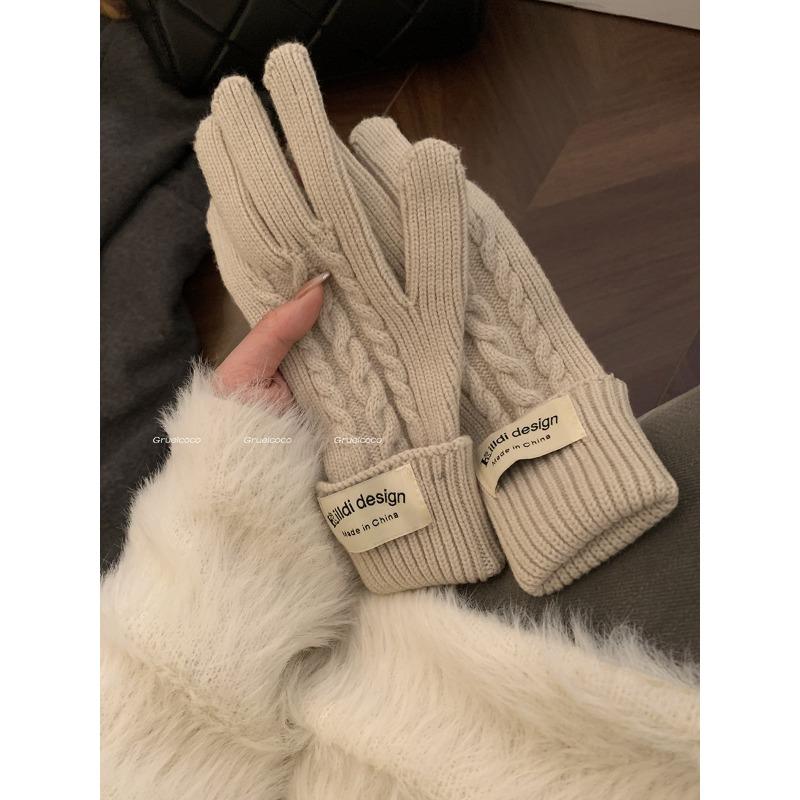 

Шерстяные красные вязаные перчатки для женщин на зиму, новый стиль, теплые и удлиненные, с сенсорным экраном, с раздельными пальцами, морозостойкие, для велоспорта, пятипалые