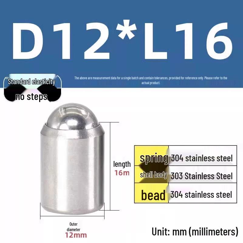 304 Stainless Steel Spring-Loaded Ball Plunger with Limit Screw